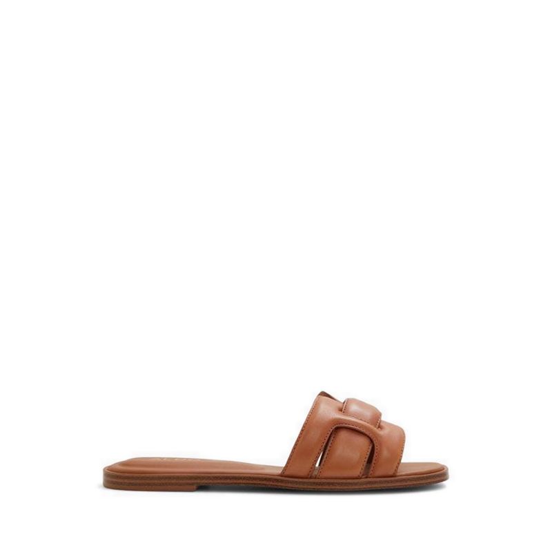 ELENAA FLAT SANDALS - MEDIUM BROWN