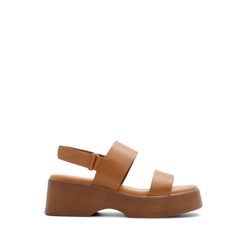 THILDA WEDGE SANDALS - COGNAC